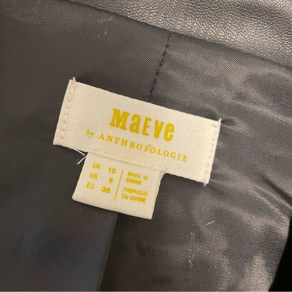 Maeve by Anthropologie Black Faux Leather Laser Cutout Bell Sleeve Blazer Size 8 - Picture 8 of 8